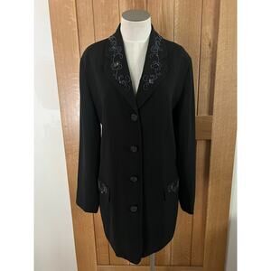 Carole Little Womens Vintage 90s Y2K Beaded Sequin Dark Romantic Jacket Blazer